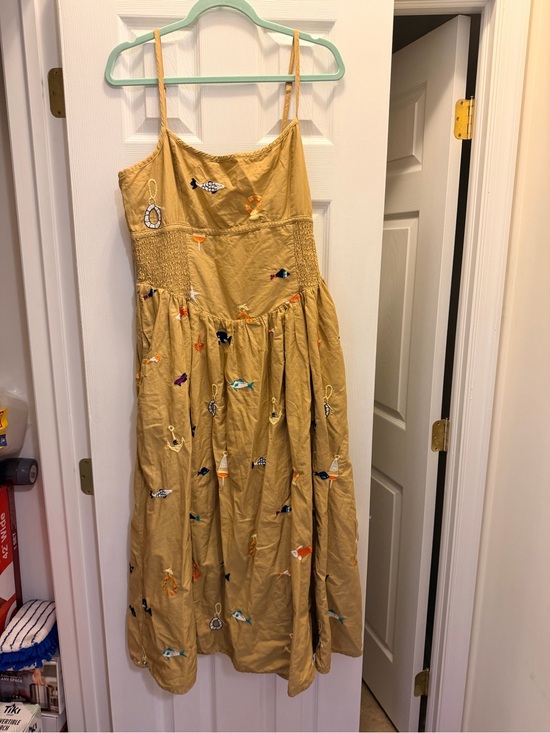 Maeve Dresses & Skirts - Maeve Mustard Yellow fish nautical Embroidered Maxi Dress